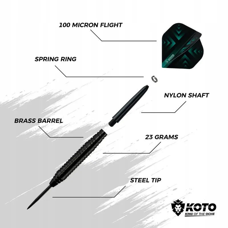 KOTO Dartset 90-delig Messing Steeldarts 23g — foto 2