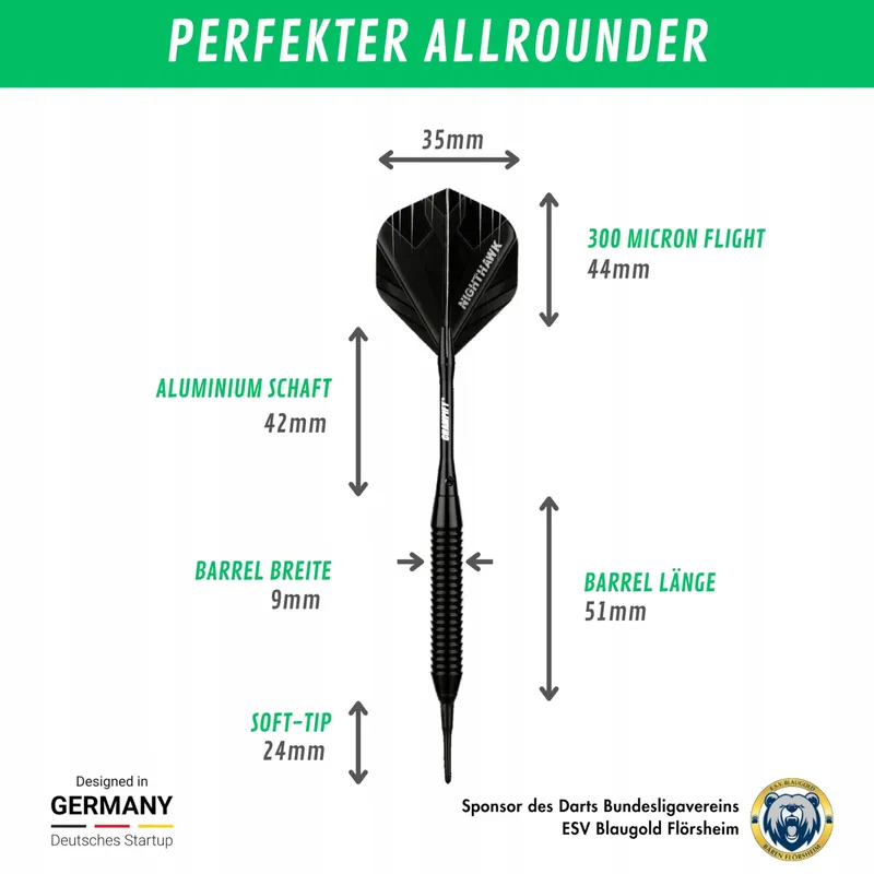 CHAMPIFY Nighthawk 18g Dartset 3 Dartpijlen 6 Shafts 6 Flights — foto 3