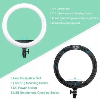 GODOX LR150 LED Ringlicht 18 Inch 38W 3000K-6000K Selfies Makeup — miniatuur 5