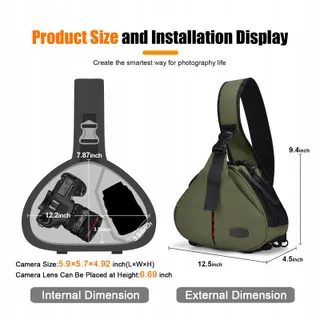 CADeN Cameratas voor Canon Nikon Sony DSLR SLR Groen — miniatuur 4