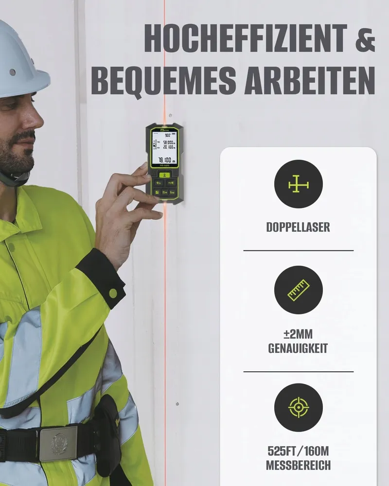 INKERMA Dubbele Laserafstandsmeter 160M Hoeksensor Pythagoras — foto 3