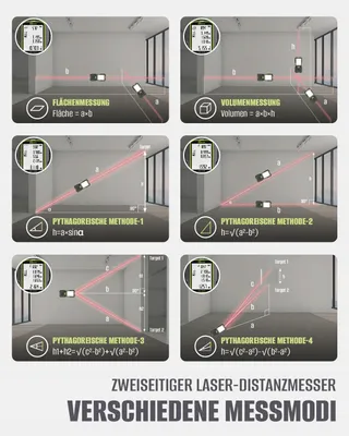 INKERMA Dubbele Laserafstandsmeter 160M Hoeksensor Pythagoras — miniatuur 6