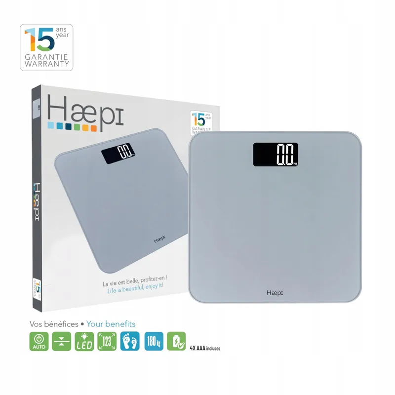 HAEPI Digitale Weegschaal Glas Platform LED Display 180kg — foto 4