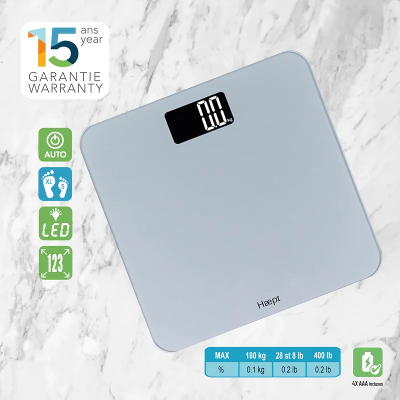 HAEPI Digitale Weegschaal Glas Platform LED Display 180kg — foto 3