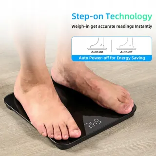 HEALTHKEEP Digitale Personenweegschaal Step-On Glas Zwart — miniatuur 4