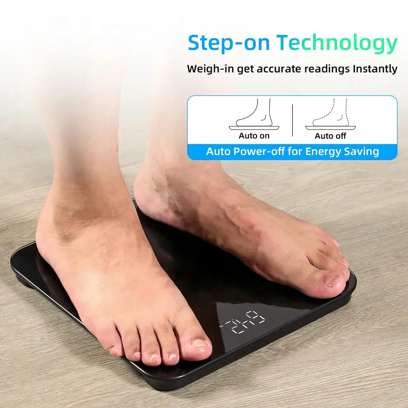 HEALTHKEEP Digitale Personenweegschaal Step-On Glas Zwart — foto 4