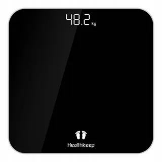 HEALTHKEEP Digitale Personenweegschaal Step-On Glas Zwart — miniatuur 1