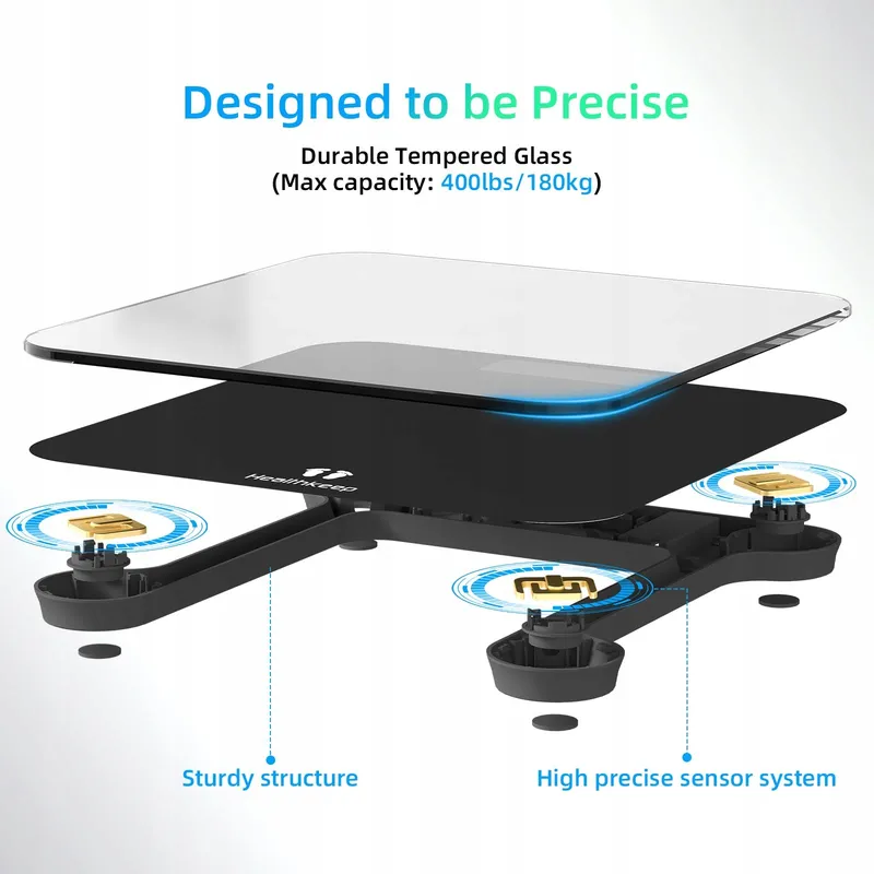 HEALTHKEEP Digitale Personenweegschaal Step-On Glas Zwart — foto 2