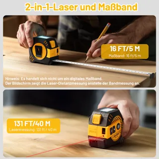 SAVSEC Laserafstandsmeter 2-in-1 40m Digitaal Meetlint LCD — miniatuur 3