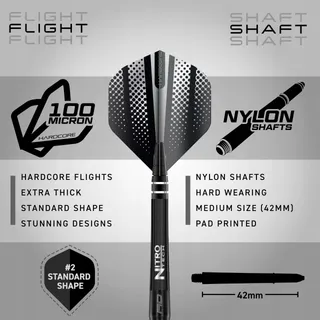 RED DRAGON Razor Edge Black Wolfraam Darts 20g Flights Shafts — miniatuur 3