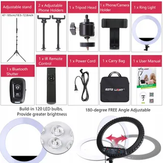 21 Inch LED Ringlicht met Statief Videoringlamp — miniatuur 5