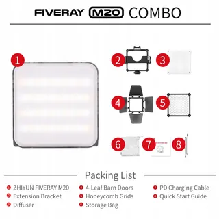 ZHIYUN Fiveray M20 Combo LED Videolicht 20W Bi-Color Magnetisch — miniatuur 6