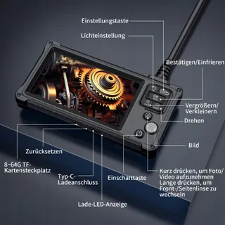 ENNOVOR Endoscoopcamera HD 1920P Dual Lens 5 Inch IP67 10M Kabel — miniatuur 7
