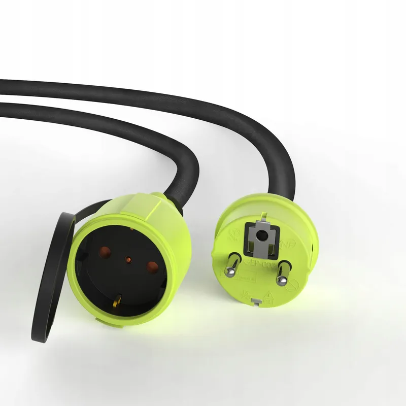 MUTECPOWER Verlengkabel 10m IP44 Buiten 1,5mm² Zwart Groen — foto 3