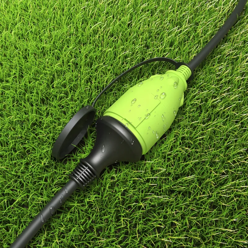 MUTECPOWER Verlengkabel 10m IP44 Buiten 1,5mm² Zwart Groen — foto 4