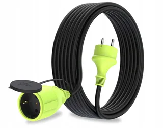 MUTECPOWER Verlengkabel 10m IP44 Buiten 1,5mm² Zwart Groen — miniatuur 1