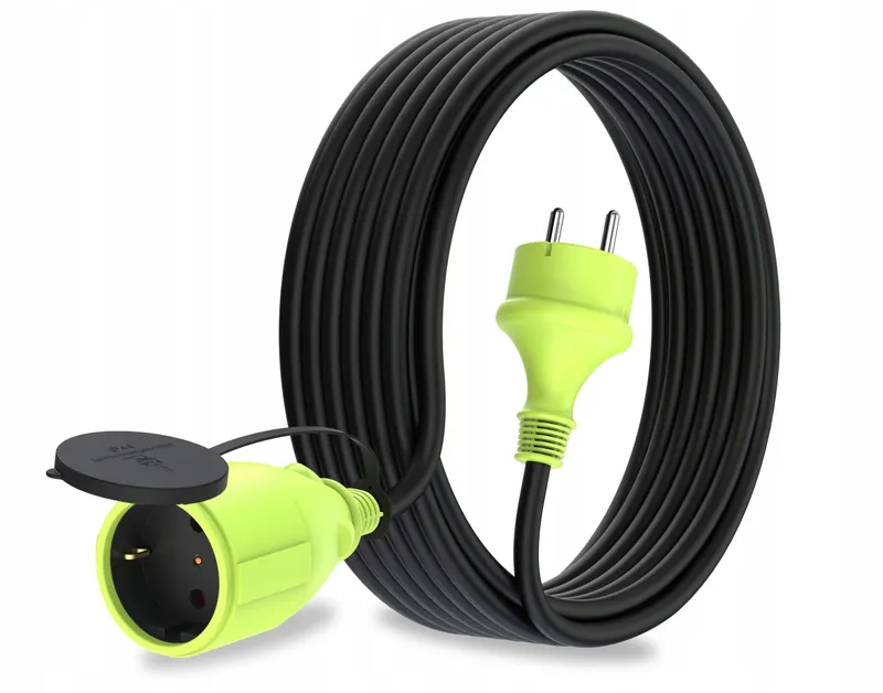 MUTECPOWER Verlengkabel 10m IP44 Buiten 1,5mm² Zwart Groen — foto 1