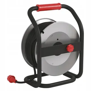 EMOS Kabelhaspel 40m Staal 4 Stopcontacten Waterdicht Buiten — miniatuur 5