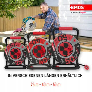 EMOS Kabelhaspel 40m Staal 4 Stopcontacten Waterdicht Buiten — miniatuur 4