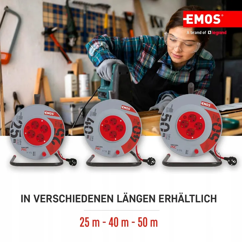 EMOS Kabelhaspel 40m 4 Stopcontacten 230V 16A IP20 Binnen — foto 4