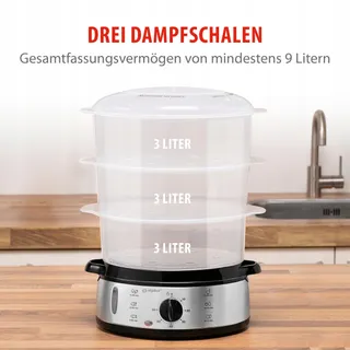 ALPINA Stoomkoker 230V 800W 3 Lagen BPA-vrij 9L Grijs — miniatuur 4