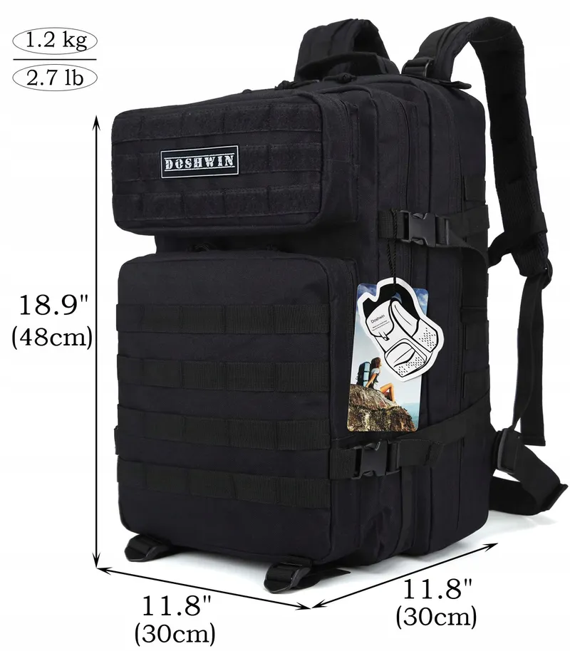 DOSHWIN Militaire Rugzak 40L Zwart Tactisch Molle Wandelen Camping — foto 5