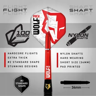 RED DRAGON Wolf Pack Steeltip 22g Messing Flights — miniatuur 3