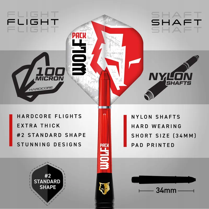 RED DRAGON Wolf Pack Steeltip 22g Messing Flights — foto 3