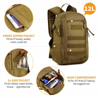 HUNTVP Tactische Rugzak 12L Waterdicht Molle Outdoor Unisex — miniatuur 3