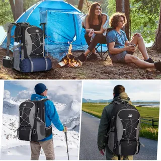 NUBILY Rugzak 50L Waterdicht Schoenenvak Natte Tas Zwart — miniatuur 7