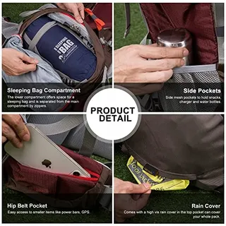 MOUNTAINTOP Trekkingrugzak 70L Intern Frame Camping Rood — miniatuur 7