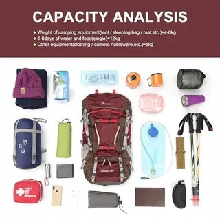 MOUNTAINTOP Trekkingrugzak 70L Intern Frame Camping Rood — miniatuur 8