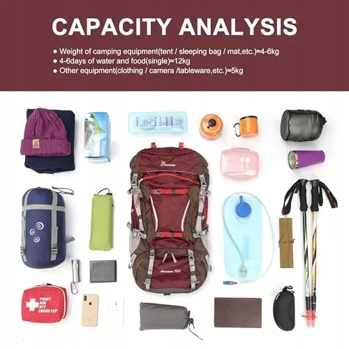 MOUNTAINTOP Trekkingrugzak 70L Intern Frame Camping Rood — foto 8