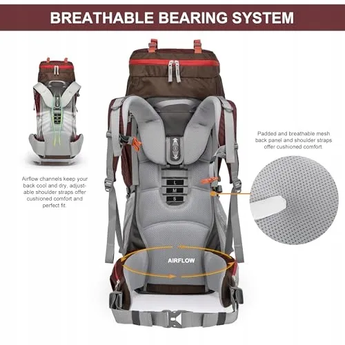 MOUNTAINTOP Trekkingrugzak 70L Intern Frame Camping Rood — foto 5