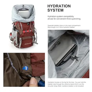 MOUNTAINTOP Trekkingrugzak 70L Intern Frame Camping Rood — miniatuur 6