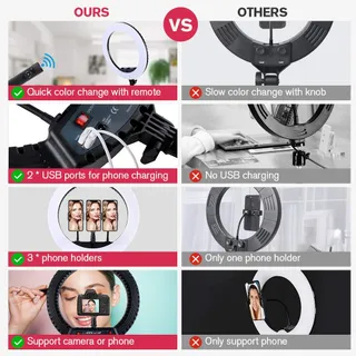 EOTO LIGHT LED Ringlicht 18 Inch Makeup Selfie Vlog Afstandsbediening — miniatuur 4