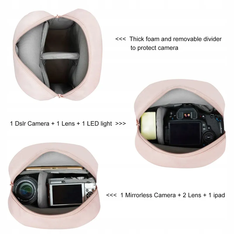 TULLIO Kleine Waterdichte Cameratas Voor DSLR Compact Roze — foto 5