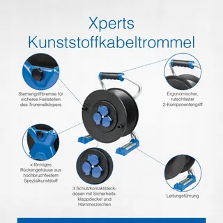 SCHWABE Xperts Kabelhaspel Ø320mm 50m 3 Stopcontacten USB IP44 — miniatuur 3