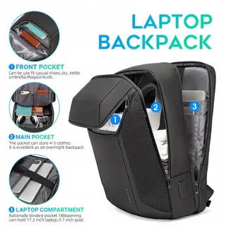BG FUTURE AESTHETICS Business Laptoprugzak 15,6-17,3 Inch USB Zwart — miniatuur 3