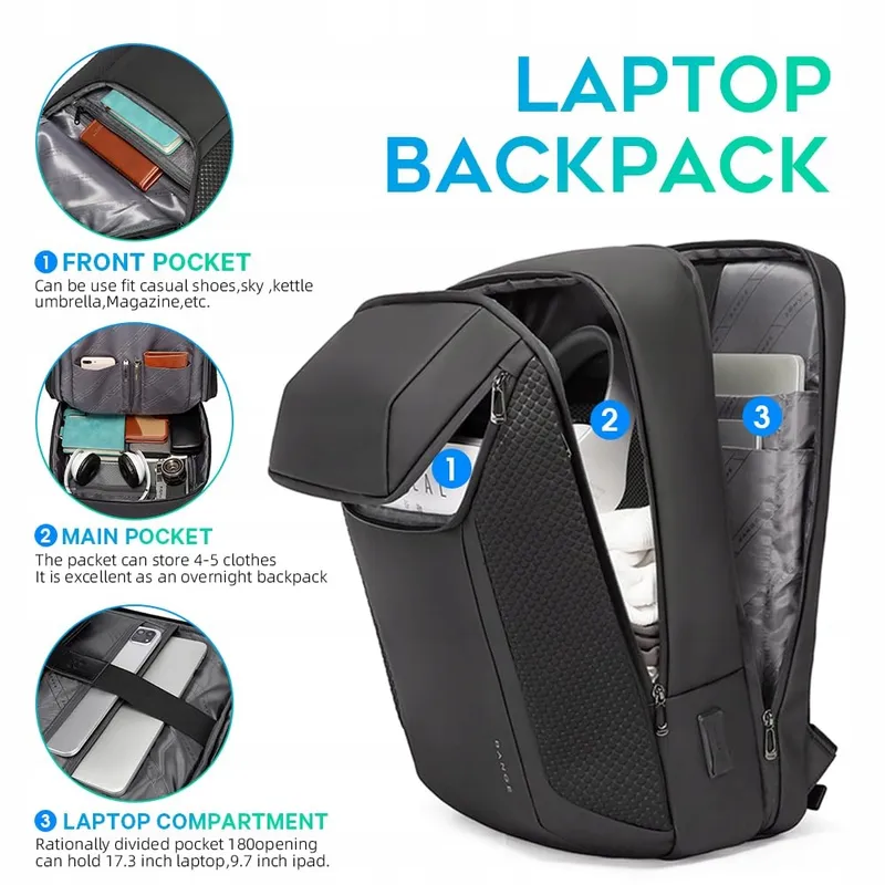 BG FUTURE AESTHETICS Business Laptoprugzak 15,6-17,3 Inch USB Zwart — foto 3