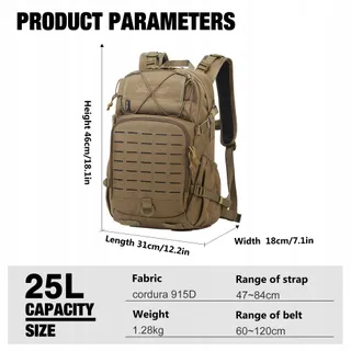 MARDINGTOP Tactische Rugzak 25L Militair Outdoor Trekking Cordura — miniatuur 2