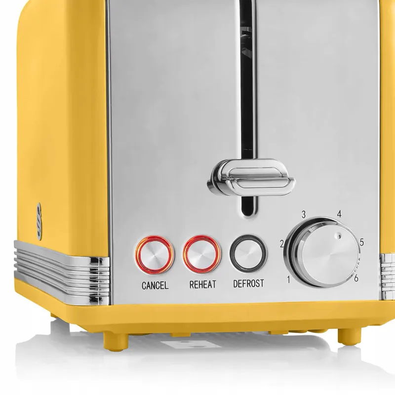 SWAN Retro Broodrooster Vintage 2-Slots Geel 815W — foto 6