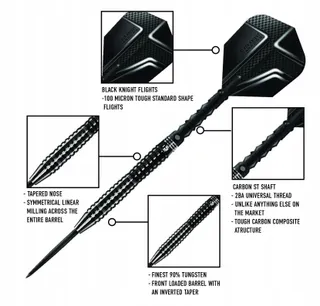 HARROWS Black Knight Dartset 90% Wolfraam 22g 23g 24g 25g — miniatuur 5