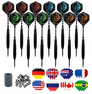 KOHMUI Stalen Dartset 12-delig 23g Zwart Antislip — miniatuur 2