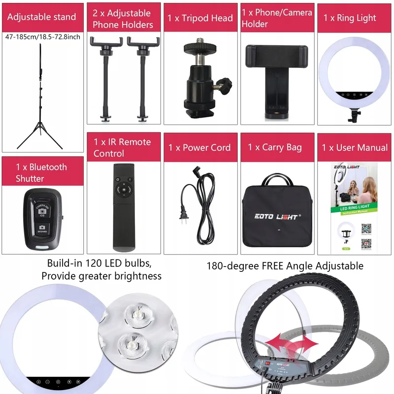 EOTO LIGHT LED Ringlamp 21 inch Statief Make-up Vlog — foto 4