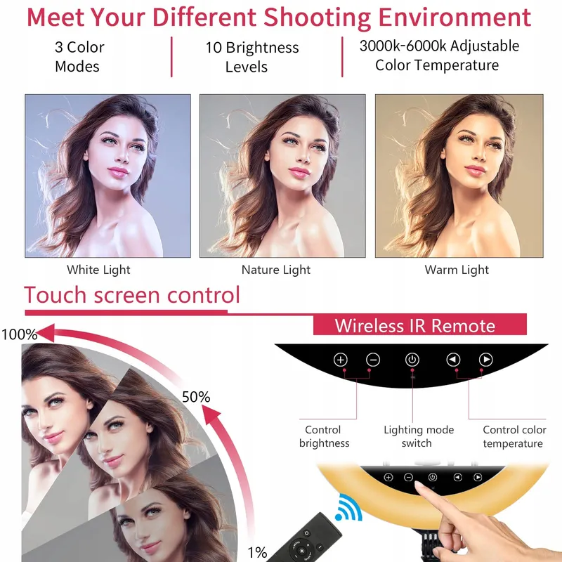 EOTO LIGHT LED Ringlamp 21 inch Statief Make-up Vlog — foto 2