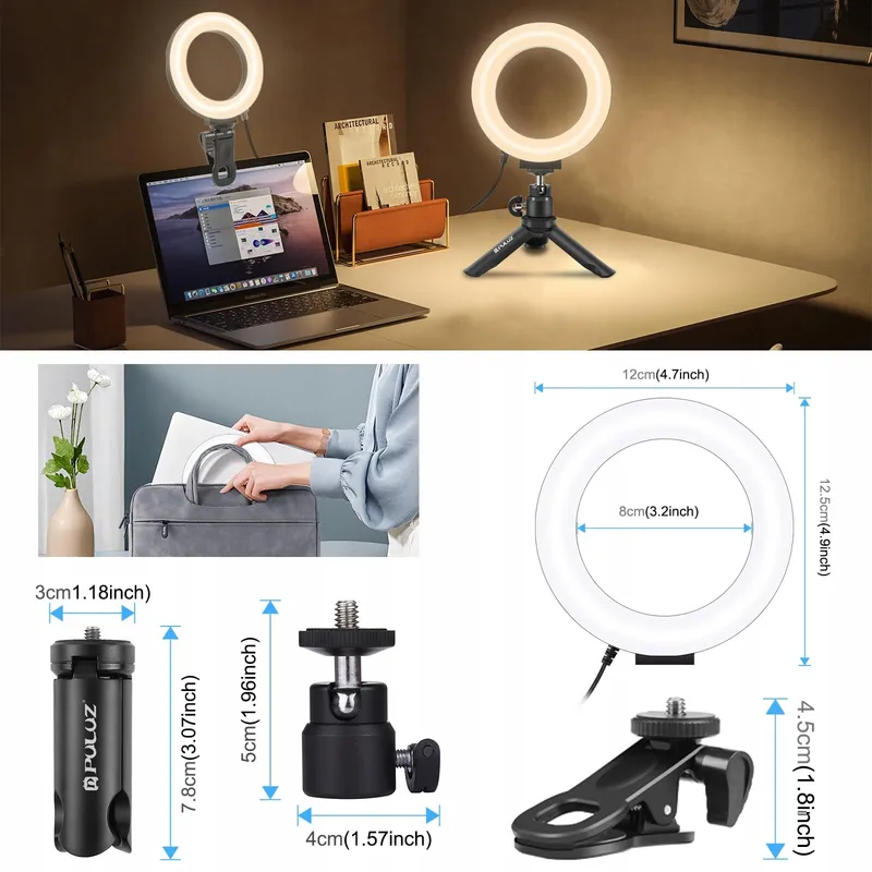 PULUZ Ringlicht 5 Inch Clip Statief Videoconferentie — foto 4