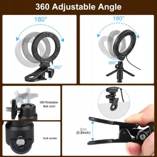 PULUZ Ringlicht 5 Inch Clip Statief Videoconferentie — miniatuur 5