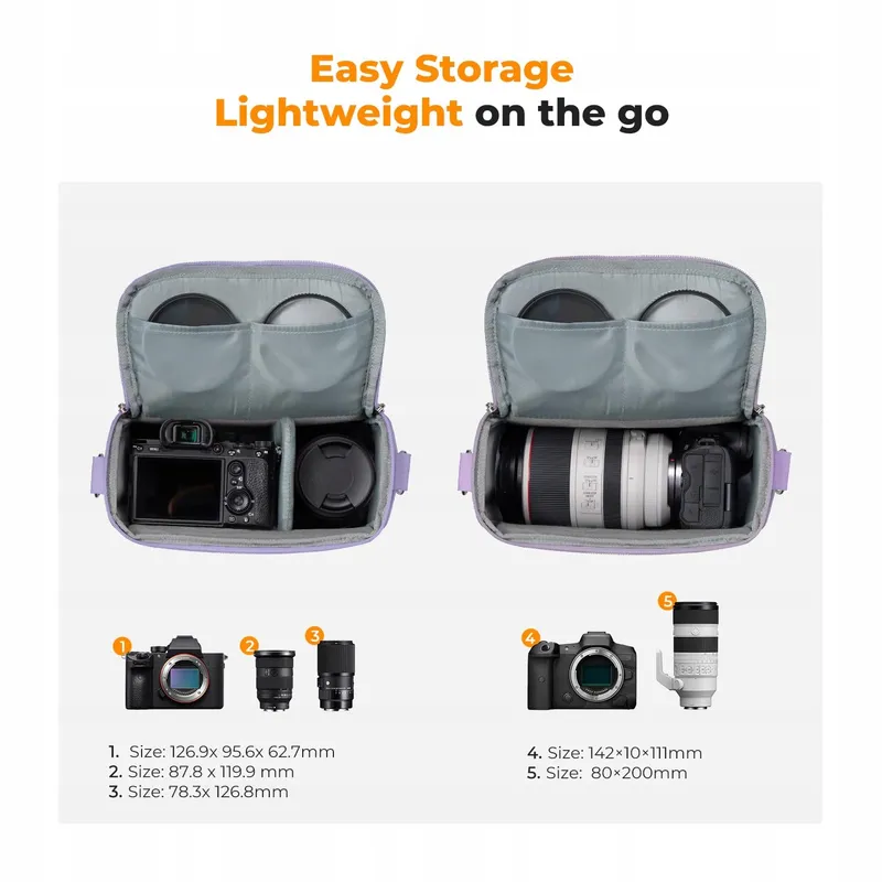 K&F CONCEPT Camera Sling Bag Schoudertas Fotografen Paars — foto 3