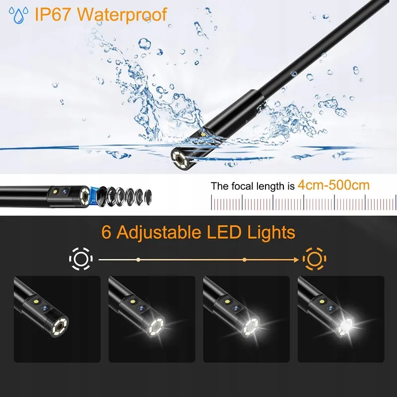 AMAILTOM Endoscoopcamera 1080P Dual Lens 4,3 Inch IP67 5m Kabel — foto 4